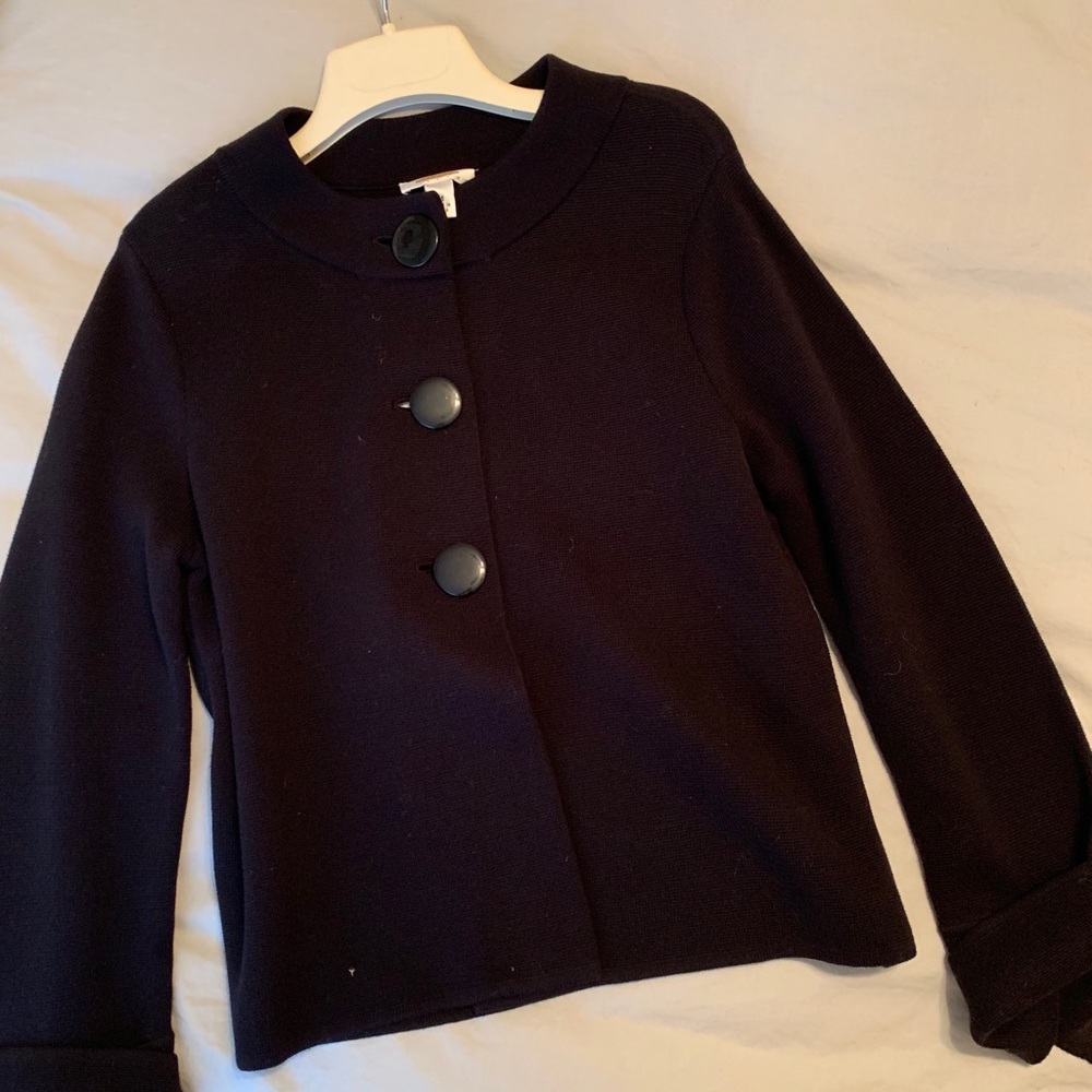 Talbots NWT black knit button sweater size mediumP